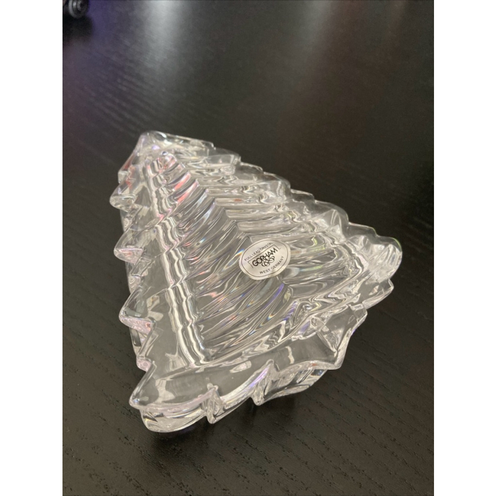 Gorham Crystal Christmas Tree Trinket Dish Clear - Picture 2 of 4